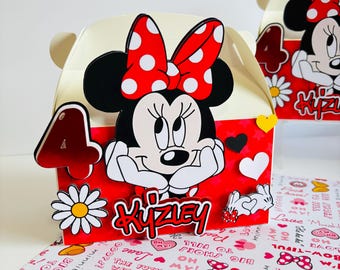 Minnie Birthday Favor Boxes, Minnie Birthday Party Box, Minnie Birthday Party Gable Box, Minnie Treat Box, Minnie Birthday Party Favor Box
