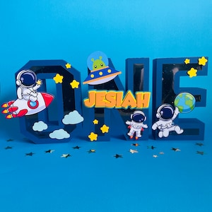 Decoración de fiesta de cumpleaños del espacio exterior, decoración de cumpleaños del primer viaje alrededor del sol, letras 3D del espacio exterior, cumpleaños del espacio exterior