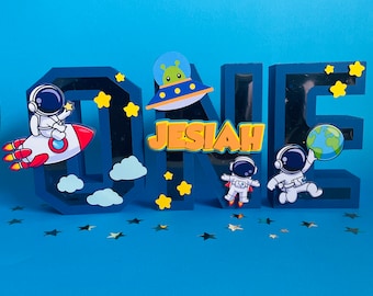 Outer Space Birthday 3D Letters: First Trip Around The Sun Party Decor