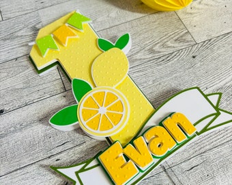 Lemonade Cake Topper: Personalized Lemon Party Decoration