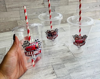 Vasos para fiesta de cumpleaños de Cars: Decoración personalizada de Rayo McQueen