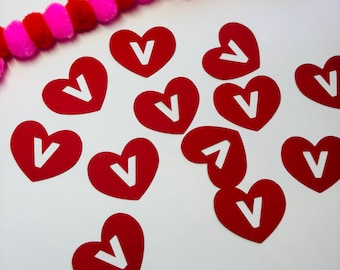 Valentines Heart Confetti: Red Cardstock Die Cuts, Party Decoration