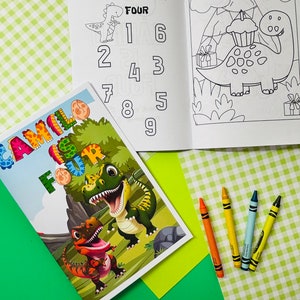 Dinosaur party decor, dinosaur colouring book, dinosaur party favor, dinosaur birthday boy, dino party favor, t-Rex party decor, dino decor