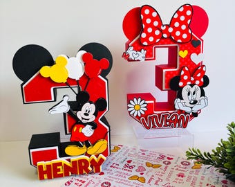Minnie and Mickey 3D Number: Birthday Party Decoration