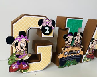 Minnie Safari 3D Letter: Custom Birthday Party Decor