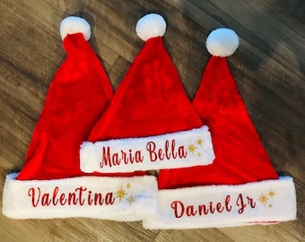 Personalized Plush Velvet Santa Hat: Family Christmas Hats
