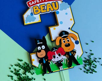 Safety Sheriff Labrador Cake Topper: Custom Birthday Party Decor