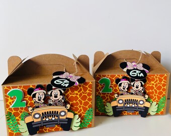 Mickey & Minnie Safari Favor Boxes, Birthday Party Decor
