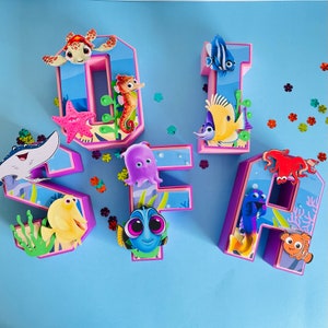 Finding dory party decor, finding Nemo party decor, finding dory birthday decorations, finding baby dory decorations, finding dory letters