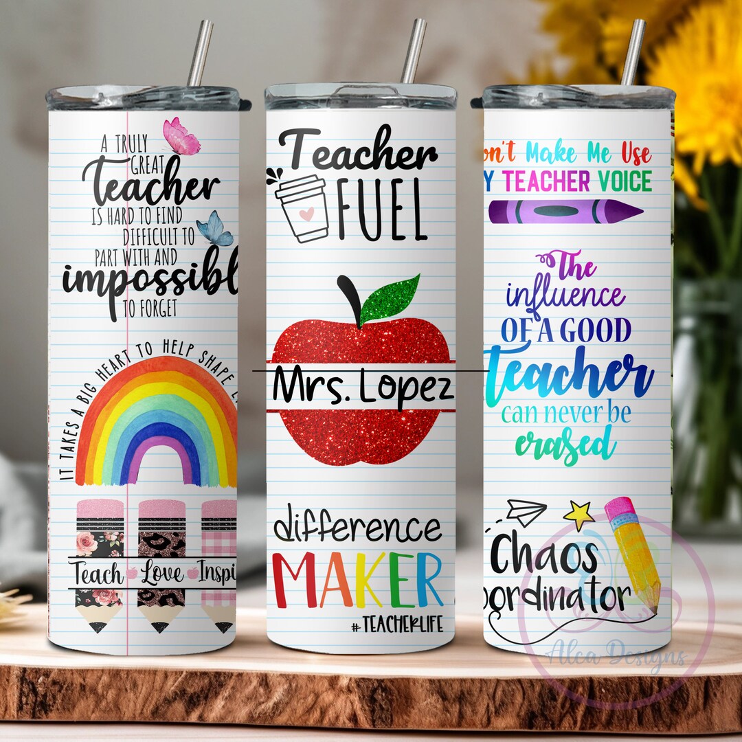 Personalized Teacher Appreciation Tumbler, Printed Metal, Teacher Gift ...