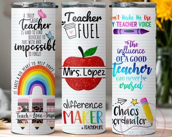 Vaso personalizado de agradecimiento para profesores, metal impreso, regalo para profesores