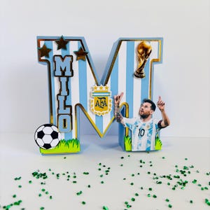 Soccer Argentina 3D Letter, Soccer Birthday Party Decorations, Argentina Themed Soccer Party Decor, Custom 3D Letter, Sports Theme Party