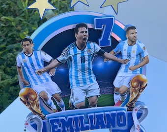 Adorno para tarta personalizado del Mundial de Argentina: decoración de fiesta inspirada en Messi