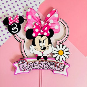 Personalized Minnie Mouse Cake Topper: Pink Birthday Party Decor