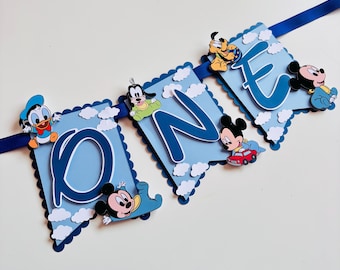 Banner de trona de Mickey bebé: decoración para el primer cumpleaños