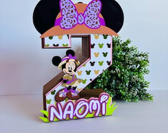 Número de cumpleaños de Minnie Safari: Decoración personalizada para fiestas