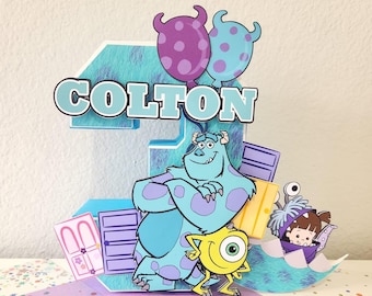 Centro de mesa de cumpleaños de Monsters Inc., decoración con letras en 3D
