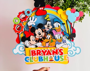 Personalized Mickey Mouse Clubhouse Cake Topper | 3D Birthday Party Decor