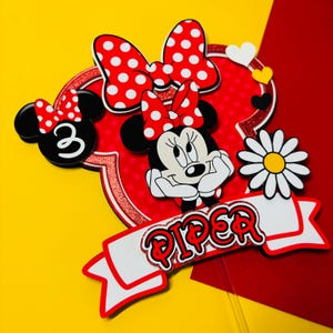 Personalized Minnie Mouse Cake Topper: Pink Birthday Party Decor