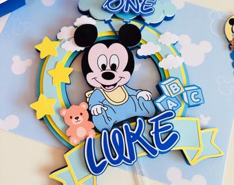 Baby Mickey First Birthday Cake Topper: Personalized Party Decor