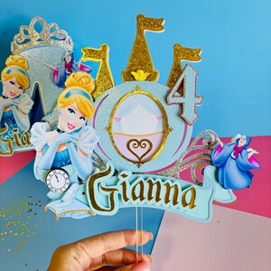 Cinderella Cake Topper: Personalized Birthday Party Decoration