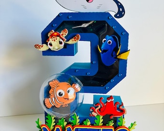 Letra 3D de Buscando a Nemo: Decoración personalizada para fiestas de cumpleaños