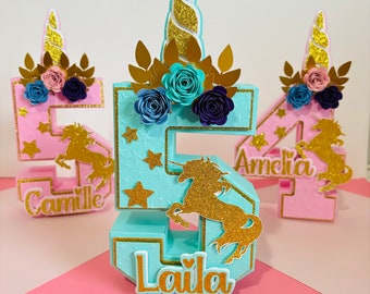 Unicorn 3D Number: Birthday Party Centerpiece, Room Decor