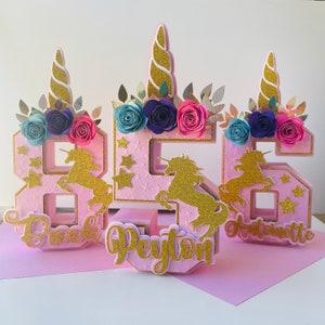 Unicorn One Letter Sign Unicorn Table Centerpiece Wood Unicorn Birthday  Decorations for Girls Boys Freestanding One Sign for First Birthday Decor