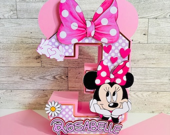 Minnie Mouse 3D Number: Handmade Birthday Party Centerpiece