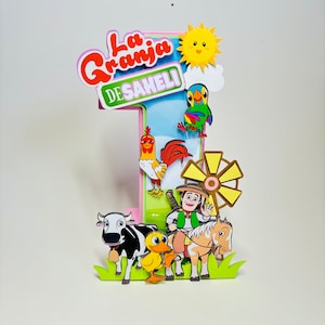 Decoración de fiesta de La granja de zenon, decoración de cumpleaños de la granja de Zenón, carta 3D de la granja de Zenón, topper pastel de la granja de zenon