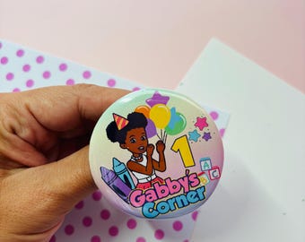 Pin de cumpleaños de Gracie's Corner: Decoración de fiesta personalizada