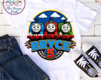 Personalized Thomas Train Birthday Shirt, Custom Name Age Kids Outfit