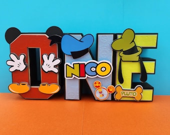 Letras de cumpleaños de Mickey Mouse 3D personalizadas, decoración para fiestas