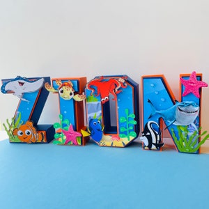 Letras 3D do Procurando Nemo, decoração para festa Procurando Nemo, festa de aniversário Procurando Nemo, decorações Procurando Nemo, decorações Procurando Nemo