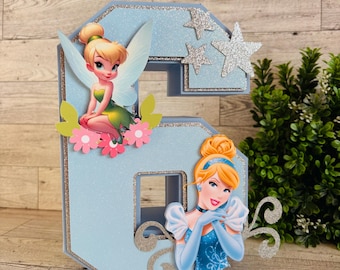 Letra 3D para fiesta de cumpleaños de Cenicienta: Centro de mesa personalizado, adorno para pastel