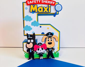 Safety Sheriff Labrador 3D Letter: Custom Birthday Party Decor