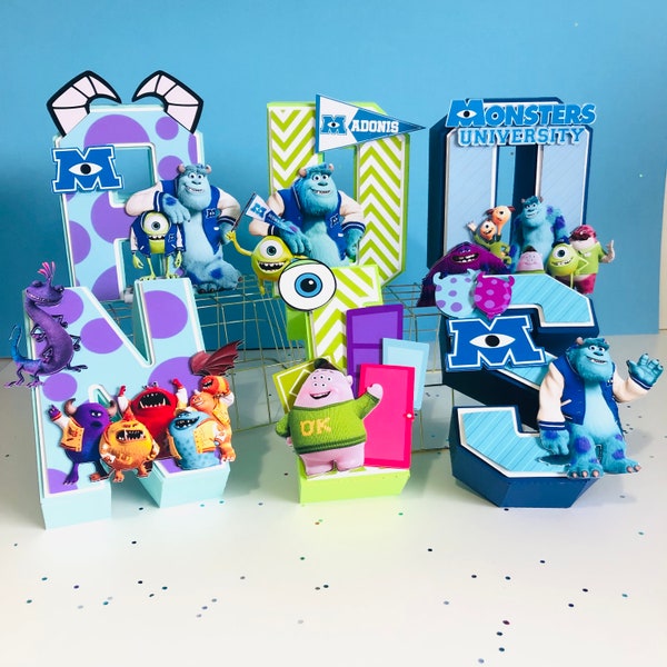 Декор университетской вечеринки Monsters Inc, украшения на день рождения Monsters Inc, университетские 3D буквы Monsters Inc, университетская вечеринка Monsters Inc