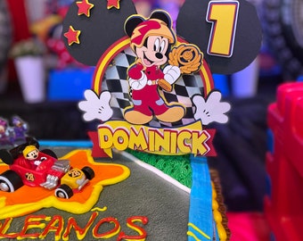 Mickey Roadster Racers Cake Topper: Personalized Birthday Party Decor