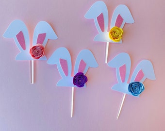 Décorations pour cupcakes avec oreilles de lapin : Pâques, décoration de baby shower