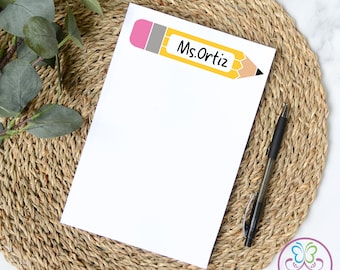 Personalized Teacher Notepad, Custom Stationery, Back to School Gift