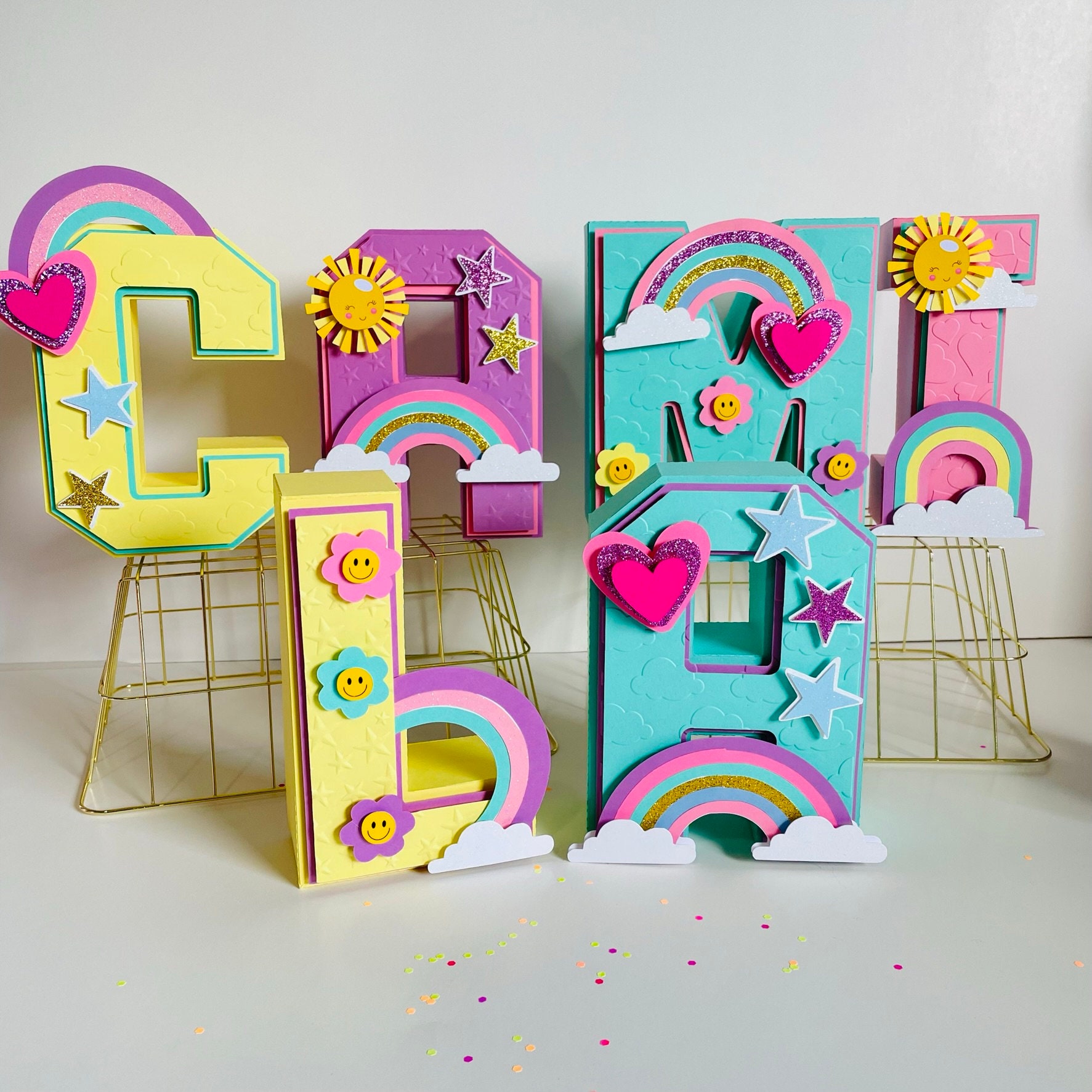 Rainbow Birthday Party Decor: Custom 3D Cardstock Letter