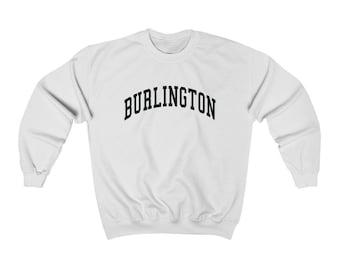 Burlington Vermont Collegiate Style Crewneck Sweatshirt Burlington Unisex Pullover