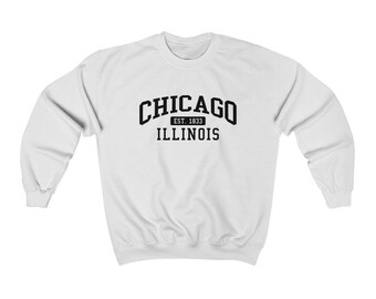 Chicago Illinois Collegiate Style Sweatshirt Unisex Chicago Crewneck