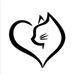 Cat Lover Heart Cat Love Decal | Etsy