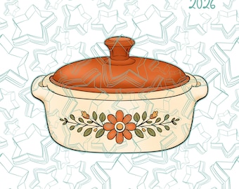 Vintage Casserole Dish Cookie Cutter STL and Images (Digital download) | Thanksgiving Dinner