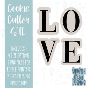 Wedding love letters cookie cutter stl file for 3D Printing and 3D printer. Love block letters cookie cutter