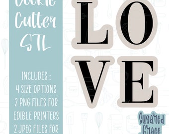 Wedding Love Letters Cookie Cutter STL File for 3D Printing (Digital Download)