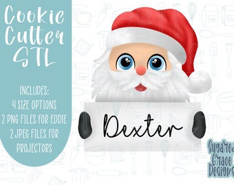 Santa clause place setting christmas cookie cutter stl file for 3D printing, Christmas cookie cutter stl, Cookie cutter with png file, Santa