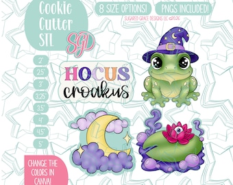 Hocus Pocus Frog Cookie Cutter STL Set and Matching Images (Digital download) | Hocus Croakus