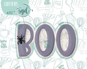 Boo Word Plaque Cookie Cutter STL Files with PNG Images to Match - For 3D Printing and Edible Ink Printers